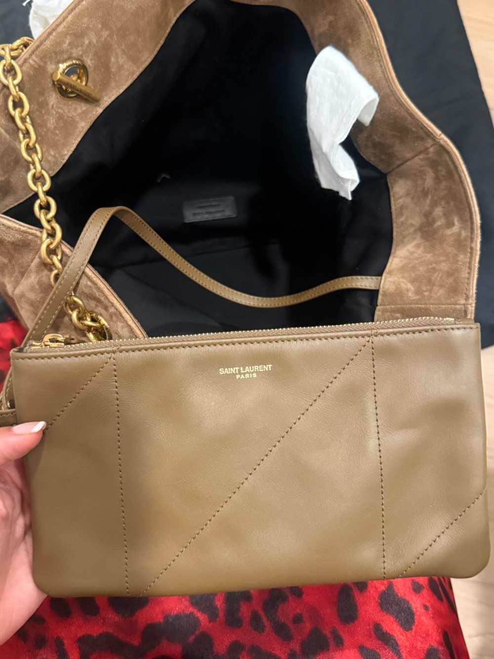 Authentic Saint Laurent Women's Jamie Suede Drawstring Tote Bag - Picture 13 of 15